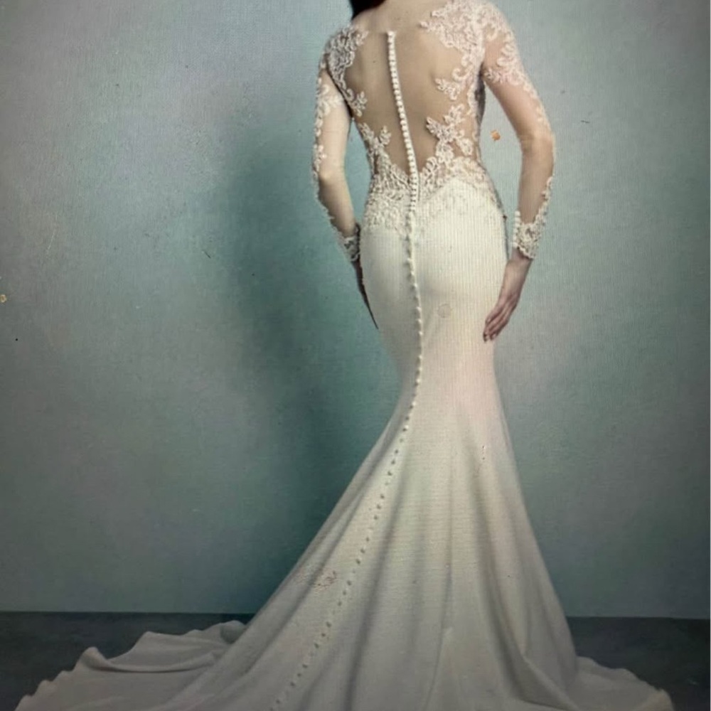 Allure Bridals Sheer Lace Ivory Gown (Never Worn, Never altered)